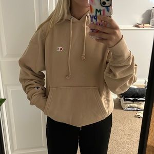 champion reverse weave tan hoodie